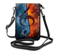 AEKGOHP Ice And Fire Music Key Printed Small Leather Women Crossbody Flip Phone Bag Bag Waterproof and Durable