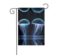 AEKGOHP Impression de méduses transparentes sur mât de drapeau de jardin, décoration de cour extérieure double face, 30,5 x 45,7 cm