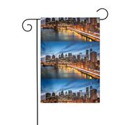 AEKGOHP Impression paysage de New York City - Mât de drapeau de jardin - Décoration de cour extérieure - Double face - 30,5 x 45,7 cm