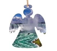 AEKGOHP Lot de 2 décorations de Noël en bois en forme d'ange à suspendre Motif chutes du Niagara
