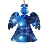 AEKGOHP Lot de 4 décorations de Noël en bois en forme d'ange, intelligence artificielle, motif cerveau à accrocher sur les arbres de Noël