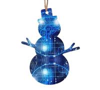 AEKGOHP Lot de 4 décorations de Noël en bois en forme de bonhomme de neige - Intelligence artificielle - Motif cerveau à accrocher sur les arbres de Noël