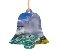 AEKGOHP Lot de 4 décorations de Noël en bois en forme de cloche, motif chutes du Niagara à suspendre