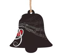 AEKGOHP Lot de 4 décorations de Noël en bois en forme de cloche, motif triple amour et musique à suspendre
