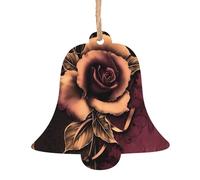 AEKGOHP Lot de 6 décorations de Noël en bois en forme de cloche Motif rose gothique à suspendre