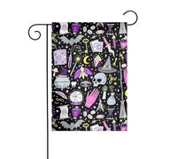 AEKGOHP Magic Witch Witchcraft Bohème Dessin Impressions Jardin Mât Extérieur Cour Décoration Double Face 30,5 x 45,7 cm