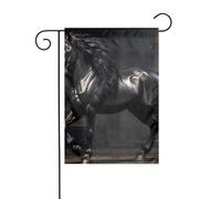AEKGOHP Magnifique drapeau de jardin avec imprimé cheval noir double face 30,5 x 45,7 cm