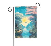 AEKGOHP Magnifique mât de drapeau de jardin imprimé libellules double face 30,5 x 45,7 cm