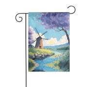 AEKGOHP Magnifique moulin à vent de rivière - Mât de drapeau de jardin - Décoration extérieure - Double face - 30,5 x 45,7 cm