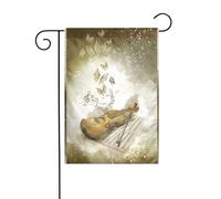 AEKGOHP Mât de drapeau de jardin imprimé papillon et violoncelle double face 30,5 x 45,7 cm