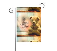 AEKGOHP Miss You Bear - Mât de drapeau de jardin - Double face - 30,5 x 45,7 cm