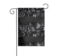 AEKGOHP New York Night Sky Prints Mât de drapeau extérieur Décoration double face 30,5 x 45,7 cm