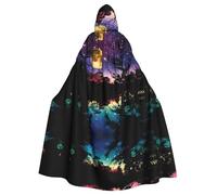 AEKGOHP Night Sky with Trees Printed Halloween Cape à capuche pour homme et femme Vêtements Manteau Jeu de rôle