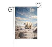 AEKGOHP Ours polaire debout. Impressions sur mât de drapeau de jardin, décoration de cour extérieure double face, 30,5 x 45,7 cm