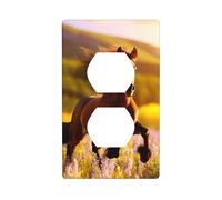 AEKGOHP Panneau mural décoratif à double prise avec imprimé cheval marron - Durable et adapté aux accessoires d'interrupteur - 11,4 x 7 cm