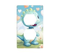 AEKGOHP Panneau mural décoratif à double prise avec imprimé dinosaure d'amour durable et adapté aux accessoires d'interrupteur 11,4 x 7 cm