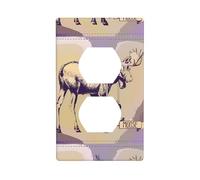 AEKGOHP Panneau mural décoratif à double prise avec imprimé élan cool - Durable et adapté aux accessoires d'interrupteur de douille - 11,4 x 7 cm