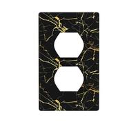 AEKGOHP Panneau mural décoratif à double prise avec imprimé marbre noir et doré - Durable et adapté aux accessoires d'interrupteur - 11,4 x 7 cm