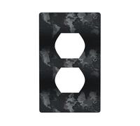 AEKGOHP Panneau mural décoratif à double prise imprimée carte du monde noir durable et adapté aux accessoires d'interrupteur 11,4 x 7 cm