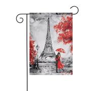 AEKGOHP Peinture imprimée Tour Eiffel Paris sur mât de drapeau extérieur décoration de cour double face 30,5 x 45,7 cm