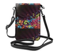 AEKGOHP Petit sac à bandoulière à rabat en cuir imprimé sur fond de musique, imperméable et durable