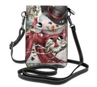 AEKGOHP Petit sac à bandoulière en cuir imprimé bonhomme de neige et oiseau pour femme, imperméable et durable