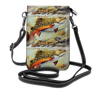 AEKGOHP Petit sac à bandoulière en cuir imprimé Brook Trout Fly Fishing pour femme, imperméable et durable