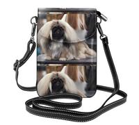 AEKGOHP Petit sac à bandoulière en cuir imprimé de chien pékinois pour femme, imperméable et durable