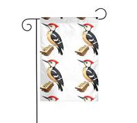 AEKGOHP Pivert mangeant des insectes imprimés sur mât de drapeau de jardin, décoration de cour extérieure double face, 30,5 x 45,7 cm