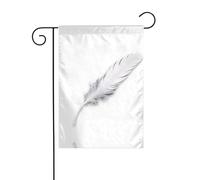 AEKGOHP Poteau de drapeau de jardin avec plumes blanches - Décoration double face - 30,5 x 45,7 cm