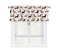 AEKGOHP Rideaux courts avec tringle à cantonnière 137,2 x 45,7 cm Motif teckels romantiques pour cuisine, salle de bain, buanderie, studio, s'adapte à la plupart des tringles à rideaux standard ou