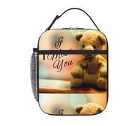 AEKGOHP Sac à déjeuner isotherme portable imprimé Miss You Bear Sac à déjeuner réutilisable durable pour homme et femme