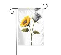 AEKGOHP Sunshine and Dark Night Prints Mât de drapeau de jardin extérieur décoration double face 30,5 x 45,7 cm