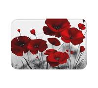 AEKGOHP Tapis de sol antidérapant et épais lavable pour salle de bain, chambre à coucher, motif coquelicot rouge, 40,6 x 61 cm