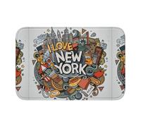 AEKGOHP Tapis de sol antidérapant et épais lavable pour salle de bain, chambre à coucher, motif New York, 40,6 x 61 cm