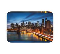 AEKGOHP Tapis de sol antidérapant et épais lavable pour salle de bains, chambre à coucher, motif paysage de New York, 40,6 x 61 cm