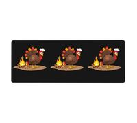 AEKGOHP Tapis de souris extra large avec imprimé Turkey Warming By The Campfire - Clavier de jeu antidérapant - Version épaisse - 30,5 x 80 cm