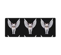 AEKGOHP Tapis de souris extra large avec motif chat blanc avec des ailes, clavier de jeu antidérapant, version épaisse, 30,5 x 80 cm