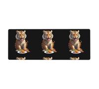 AEKGOHP Tiger Eating Turkey Tapis de souris extra large antidérapant pour clavier de gaming 30,5 x 80 cm