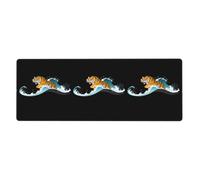 AEKGOHP Tiger Tapis de souris antidérapant pour bureau d'ordinateur Motif galop dans les vagues 30,5 x 80 cm
