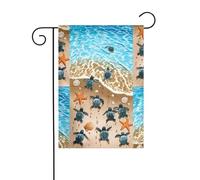 AEKGOHP Tortue rampante sur la plage - Mât de drapeau de jardin - Décoration extérieure - Double face - 30,5 x 45,7 cm