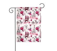 AEKGOHP Tour Eiffel de Paris - Impression sur mât de drapeau de jardin - Décoration de cour extérieure - Double face - 30,5 x 45,7 cm