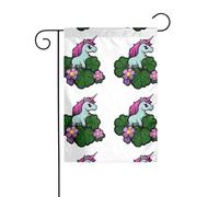 AEKGOHP Trèfle licorne imprimé mât de drapeau extérieur décoration de cour double face 30,5 x 45,7 cm