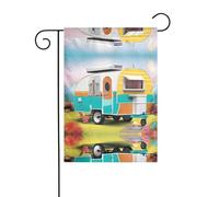 AEKGOHP Tu me rends heureux Camper Remorque imprimée sur mât de drapeau de jardin, décoration de cour extérieure double face 30,5 x 45,7 cm