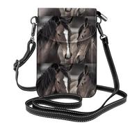 AEKGOHP Two Horses Petit sac à bandoulière en cuir imprimé pour femme, imperméable et durable
