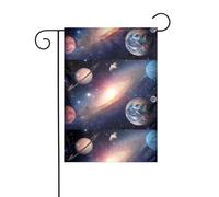 AEKGOHP Univers Galaxie - Impression sur mât de drapeau de jardin - Décoration de cour extérieure - Double face - 30,5 x 45,7 cm