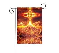 AEKGOHP Volcano Eruption Prints Mât de drapeau de jardin extérieur Décoration double face 30,5 x 45,7 cm