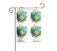 AEKGOHP Voyagez autour du monde avec des rêves Impressions sur mât de drapeau de jardin, décoration de cour extérieure double face, 30,5 x 45,7 cm
