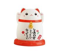 AEKLXVKU Boîte à cure-dents en porcelaine avec chat porte-bonheur pour salon, hôtel, appartement, blanc, 6,6 x 7,7 cm