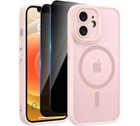 Aekyiwot Coque de protection magnétique pour iPhone 12, compatible avec iPhone 12 MagSafe avec 2 films de protection de confidentialité, protection de l'appareil photo, anti-chocs et anti-rayures